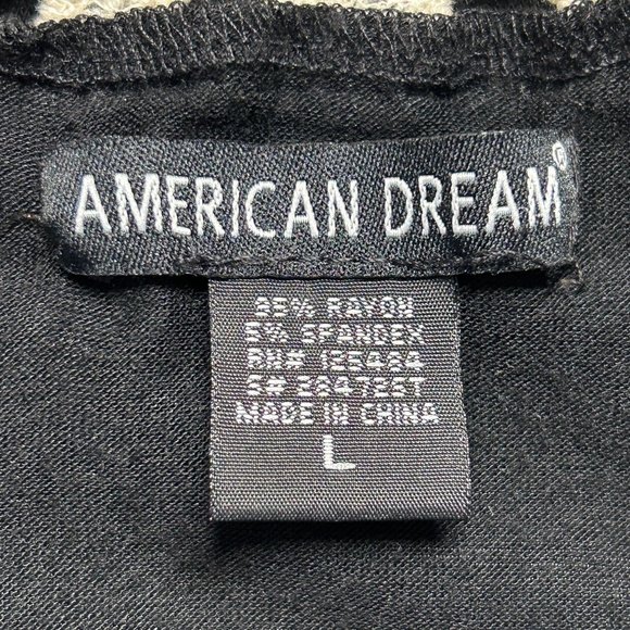 American Dream Women's Crochet Neck Pullover Top in Black/Tan - Sz L - Picture 3 of 4